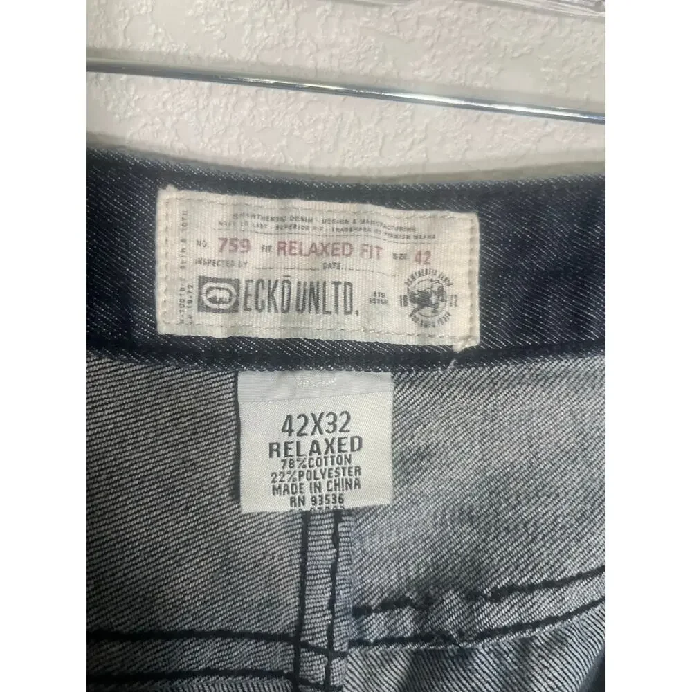 VTG Y2K Ecko Unltd 759 Baggy Relaxed Fit‎ Jeans Men's 42x32 Blue Denim Hip Hop